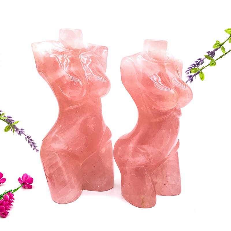 Wholesale High Quality Rose Quartz Women Body Carving Natural Crystal Women Naked Body Goddess For Decoration And Gift
