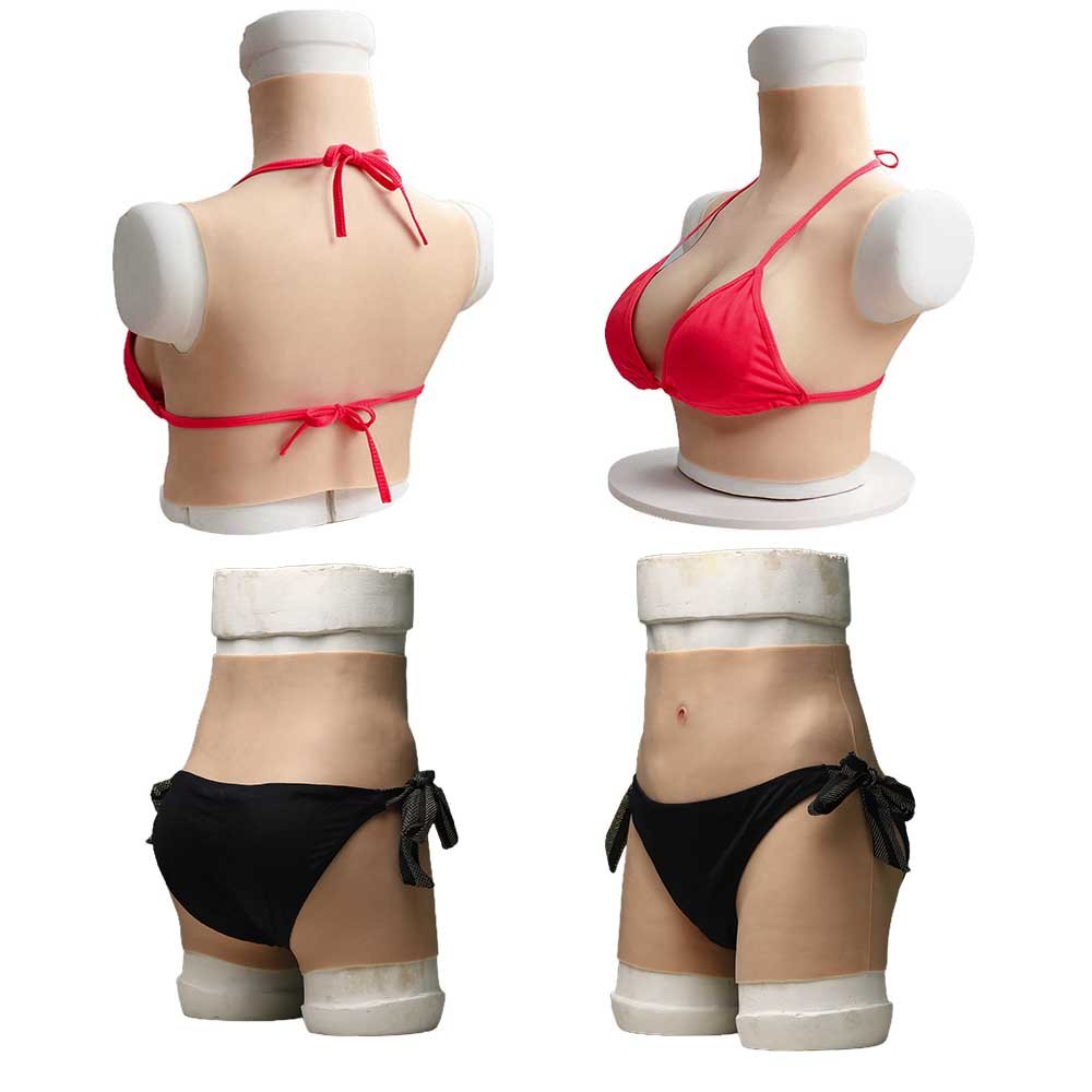 URCHOICE Silicone Bodysuit Fake Boobs Dress False Vagina Sissy Pants Underwear Costume Drag Queen Shemale Gay Male To Woman