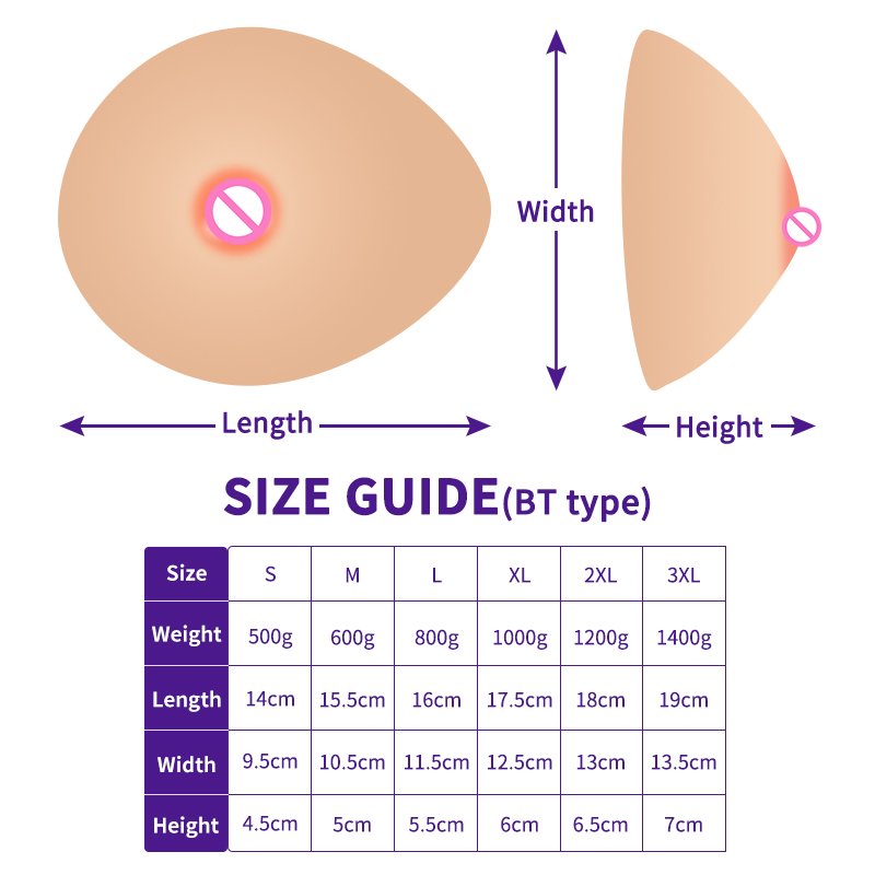 500g-1400g Big male to female transgender silicone False Boobs Enhancement Pad for Cosplay costume