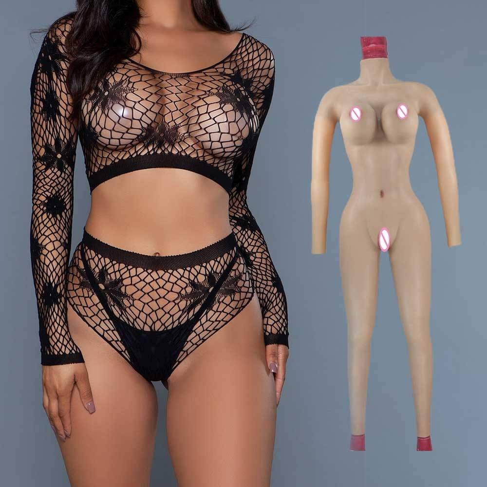 Silica gel Artificial Realistic Body Suit Set With Arms and Giant Boobs For Cosplayer Female to Male Actor Anime Cosplay