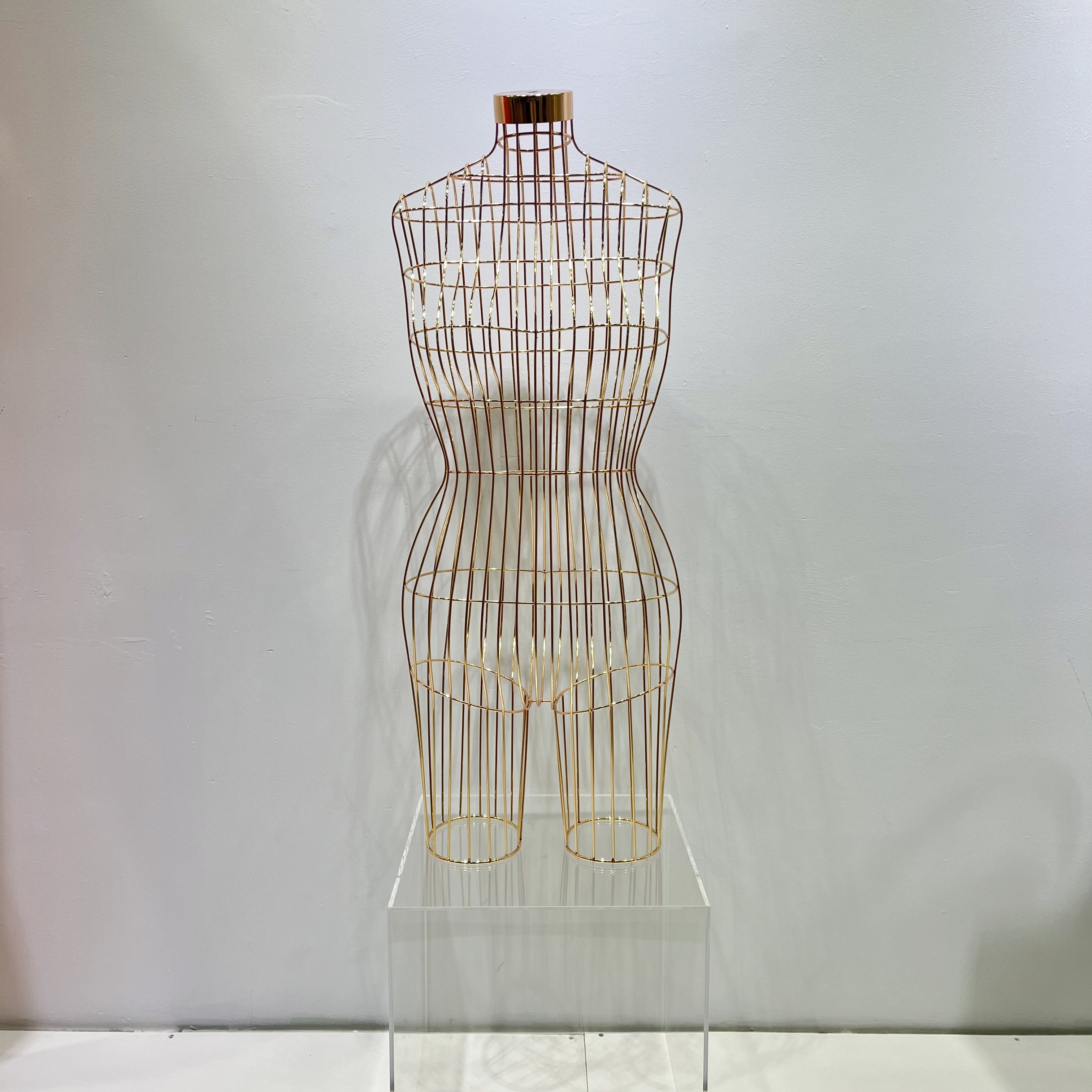 Iron Mannequin Torso Big Breast Standing / Hanging for Clothes Display Upper Body Metal Wire Mannequins Female Gold Plus Size