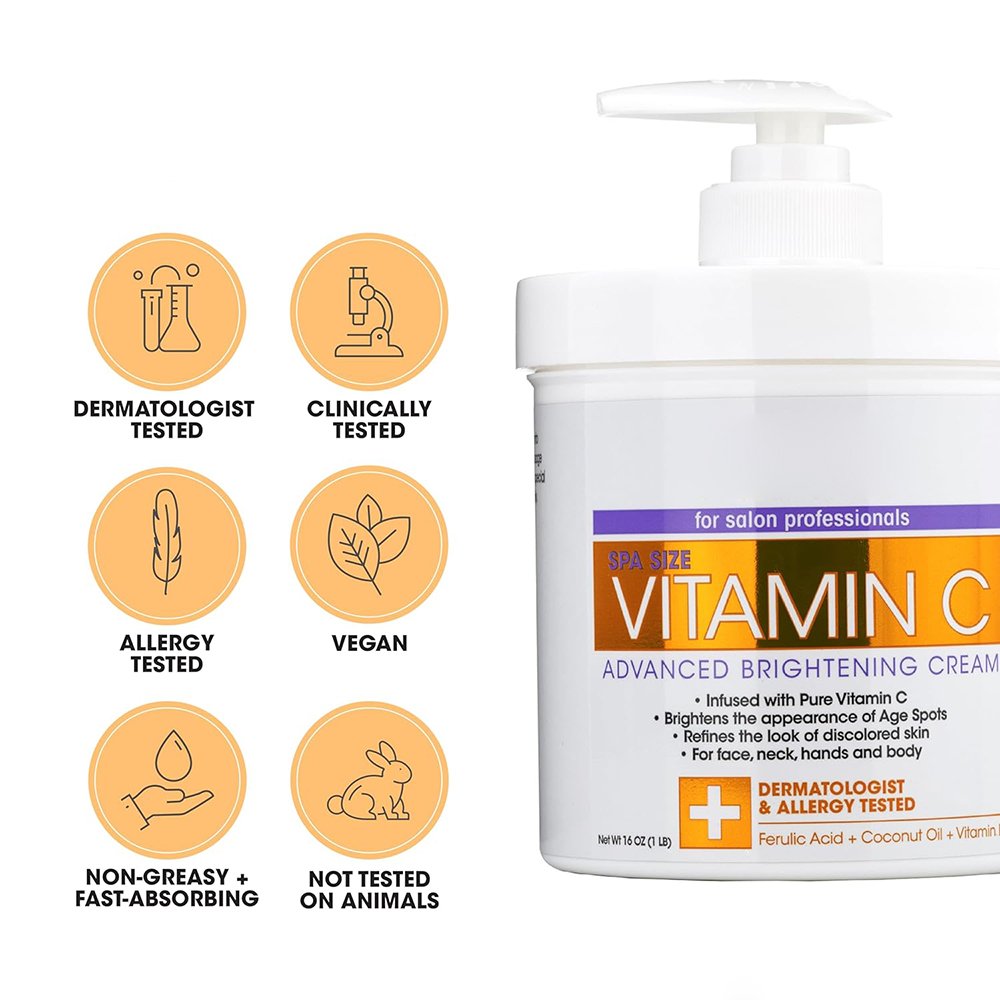 Vitamin C Face Body Lotion Moisturizer Firming & Brightening Cream with Tranexamic & Mandelic Acid Oil Form