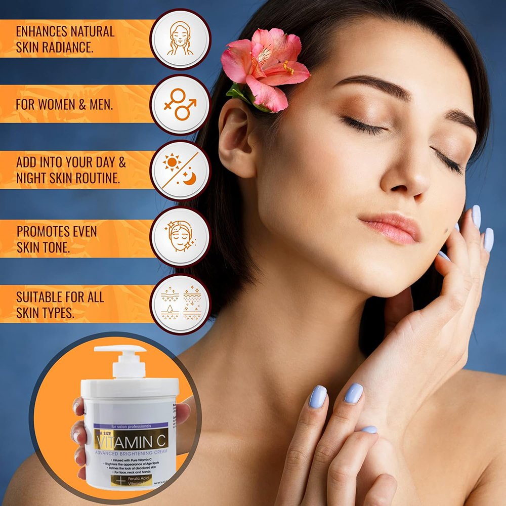 Vitamin C Face Body Lotion Moisturizer Firming & Brightening Cream with Tranexamic & Mandelic Acid Oil Form