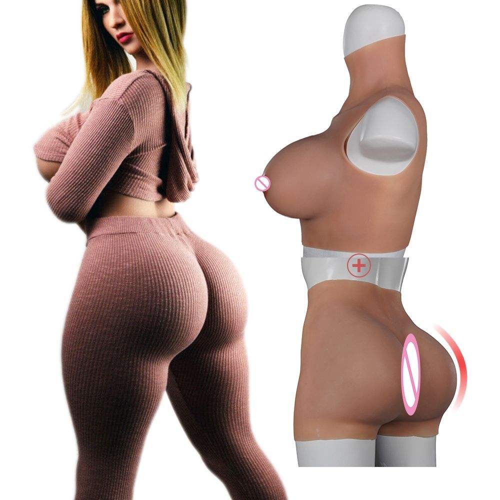 Artificial Realistic Silicone Vagina Pants and Fake Big Boobs For Crossdresser Transgender Male To Female Cosplay Costume