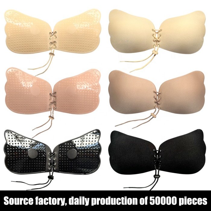 Women's Self Adhesive Deep V Lift Up Bras Push Up Invisible Backless Strapless Sticky Bra for Women Wedding Dresses Reusable