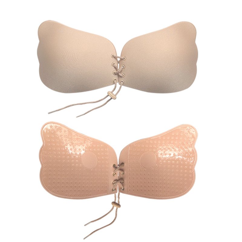 Women's Self Adhesive Deep V Lift Up Bras Push Up Invisible Backless Strapless Sticky Bra for Women Wedding Dresses Reusable