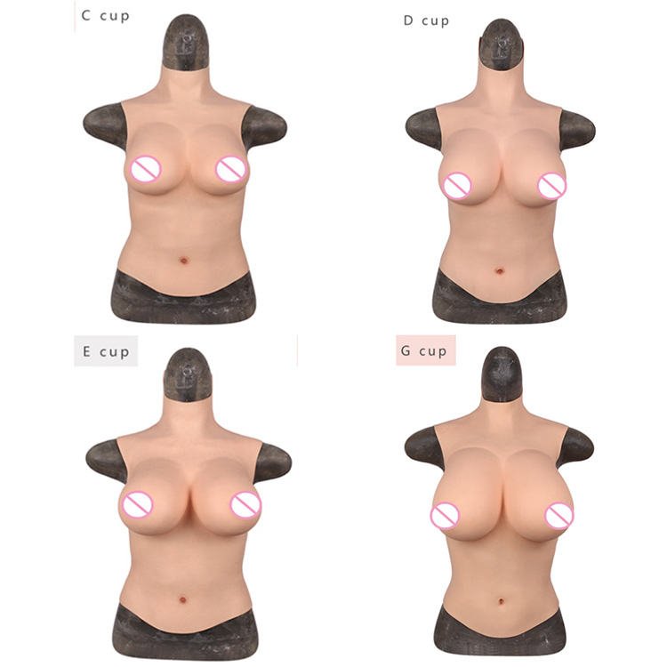 URCHOICE Half Body CDE Cup Silicone Breast Forms Fake Boobs Big Breast Plate For CD Transgender Shemale Ladyboy