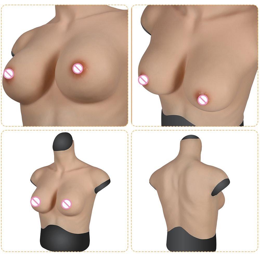 URCHOICE B/C/D/E cup half body huge S breastplate cotton silicone body fake boobs for cross-dresser transgender shemale