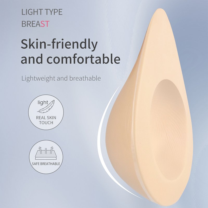 One Piece Water Drop Lightweight Silicone Breast Forms Breast Prosthesis For Mastectomy Concave Bra Pad