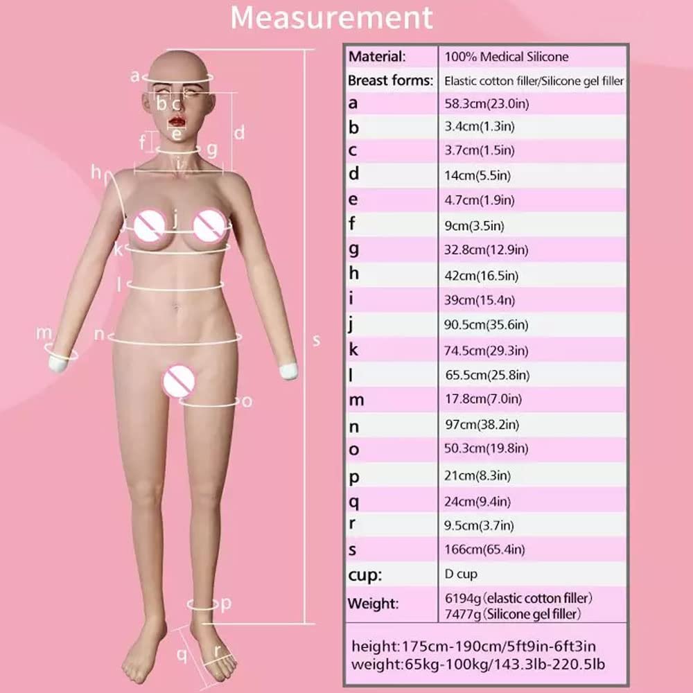 URCHOICE Artificial fake Vagina breast forms Bodysuit Silicone Breast Form with Mask Open Back Crossdress Drag Queen