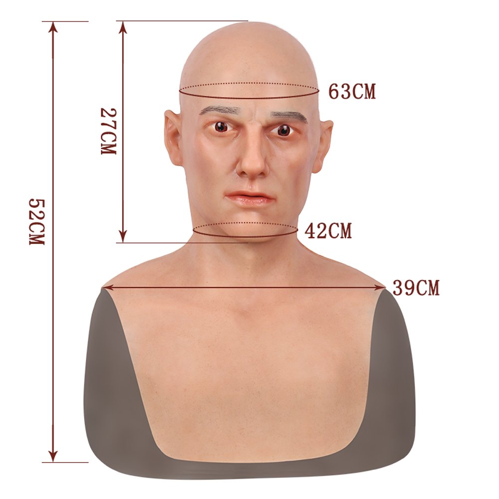 Silicone Human Face Mask Male Full Head Mask Halloween Supply Props Human Halloween Face