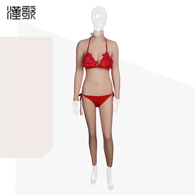 Newest Style G Cup Breast Form Bodysuit Crossdress Silicone Boobs Tight Dress Zentai Suit Silicone Bodysuit