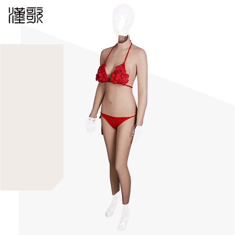 Newest Style G Cup Breast Form Bodysuit Crossdress Silicone Boobs Tight Dress Zentai Suit Silicone Bodysuit
