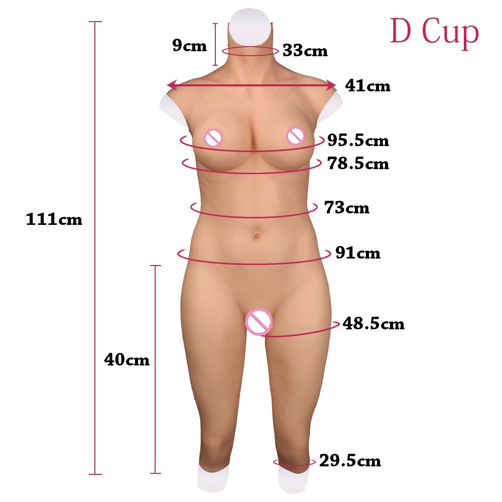 No oil Silicone D/E Cup Breast Forms Body Suit For Crossdresser Men to Women Silicone Full Bodysuit for cosplay
