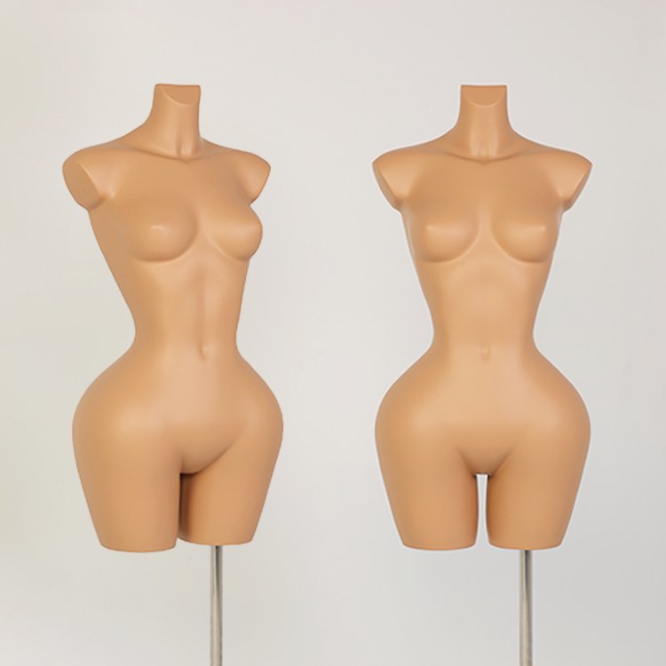 women curvy Mannequin dress form FiberGlass size big hips bust BBL half body mannequins female torso golden wheel stand