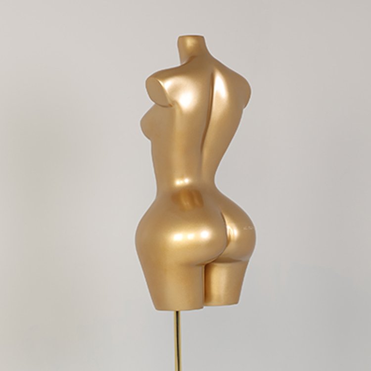 women curvy Mannequin dress form FiberGlass size big hips bust BBL half body mannequins female torso golden wheel stand