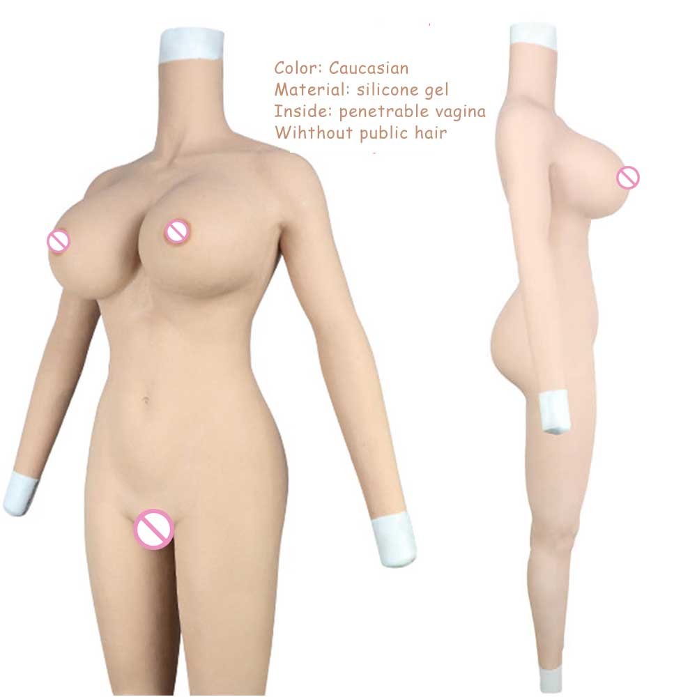 URCHOICE Huge H G Cup Man Fake Boobs Silicone One Piece Body Suit Silicon Gel With Arm Boobs Male To Female Crossdresser Shemale