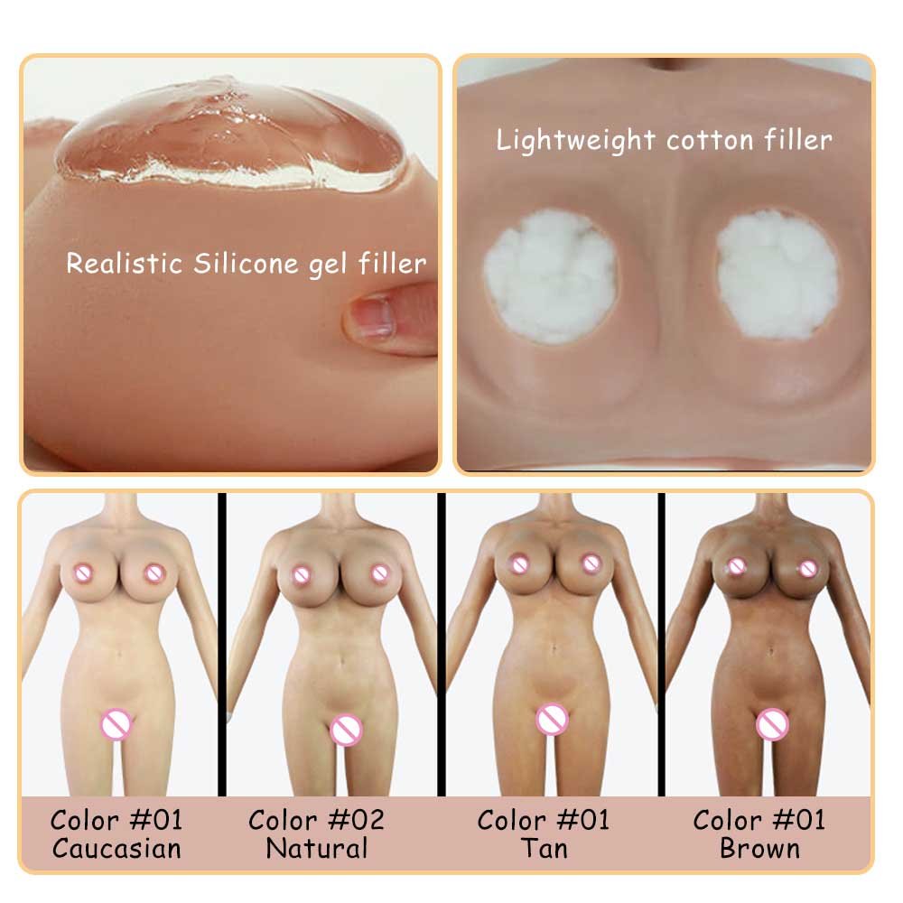 URCHOICE Huge H G Cup Man Fake Boobs Silicone One Piece Body Suit Silicon Gel With Arm Boobs Male To Female Crossdresser Shemale