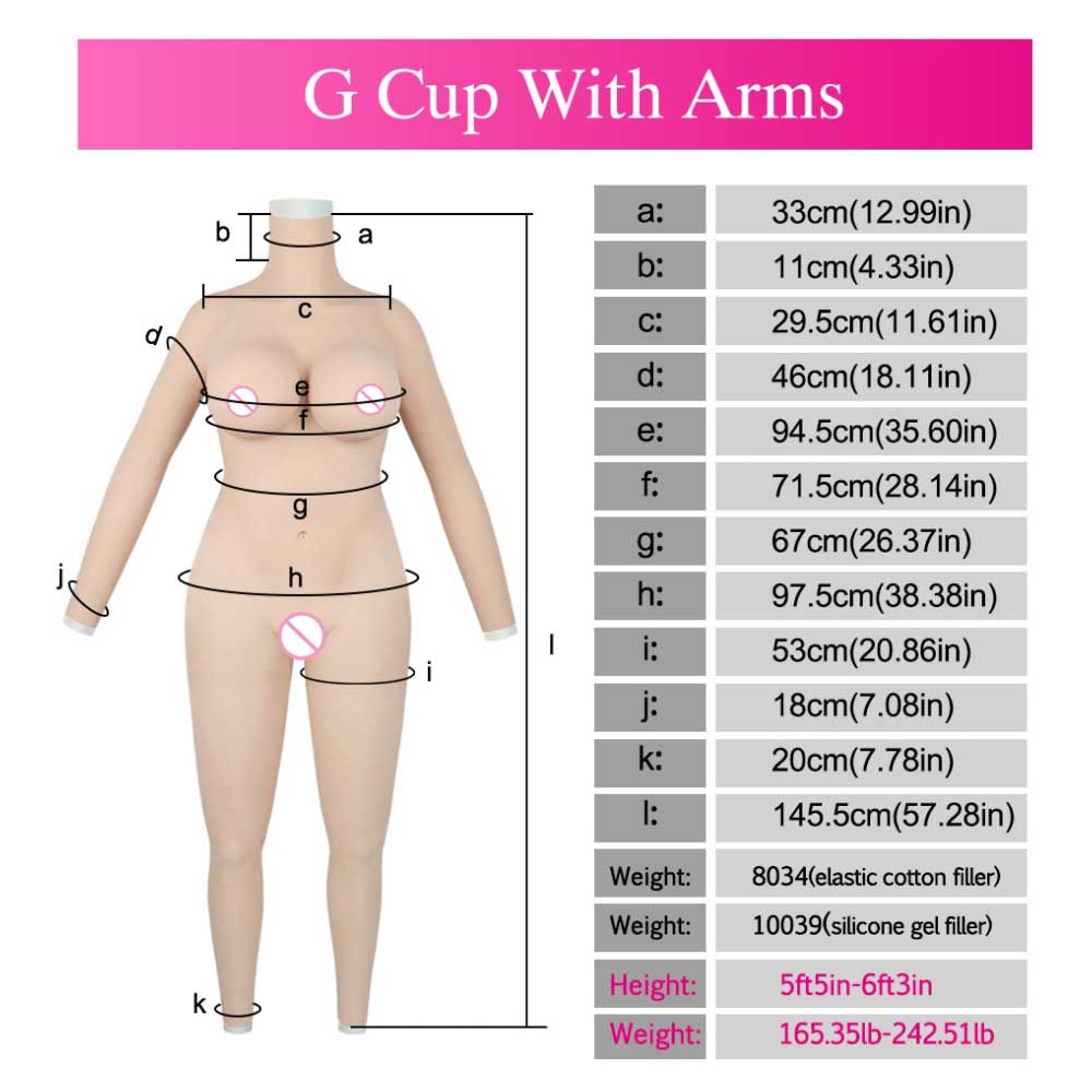 URCHOICE Huge H G Cup Man Fake Boobs Silicone One Piece Body Suit Silicon Gel With Arm Boobs Male To Female Crossdresser Shemale
