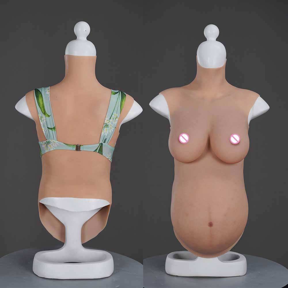 Silicone Realistic Artificial Pregnancy Belly Natural 4/6/9 month with Breast for Cosplayer Male to Female Transvestite