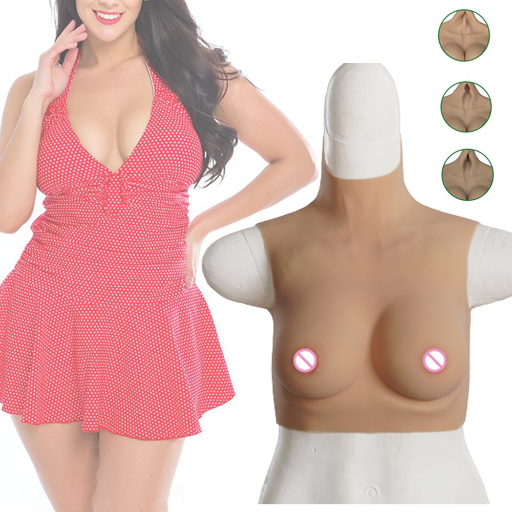 High Collar Realistic Silicone Breast Forms Fake Boobs Men To Women Crossdresser Transgender Drag Queen Cosplay Ladybody