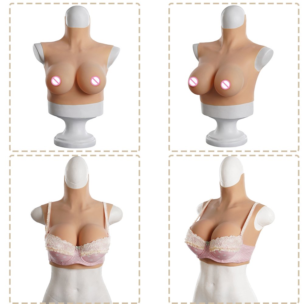 High Collar Realistic Silicone Breast Forms Fake Boobs Men To Women Crossdresser Transgender Drag Queen Cosplay Ladybody