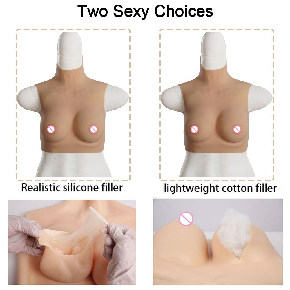 High Collar Realistic Silicone Breast Forms Fake Boobs Men To Women Crossdresser Transgender Drag Queen Cosplay Ladybody