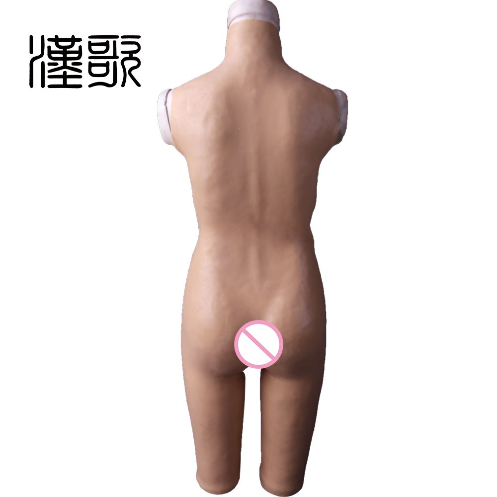 Crossdresser Realistic Silicone One-Piece Tight Full bodysuit Breast Form