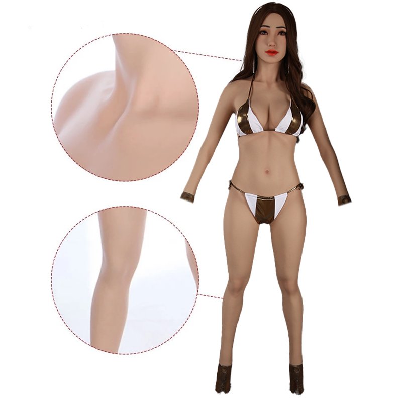 Female Fake Boobs Whole Body Suit Breast Forms With Head Huge Boob For Men Silicone Body Suit