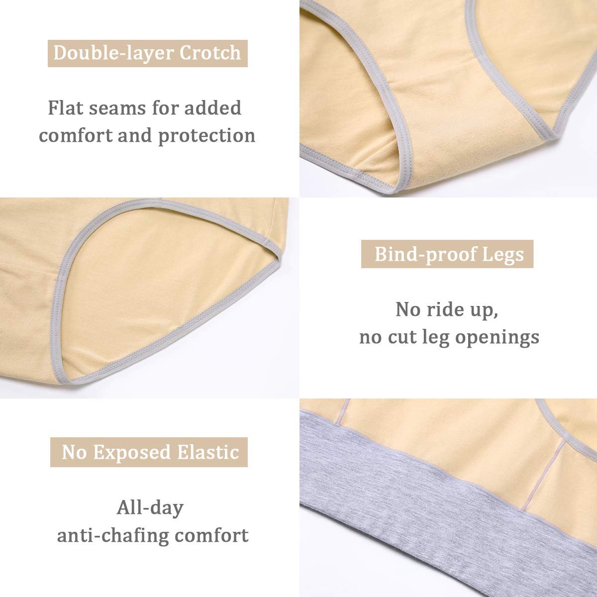 Women's Cotton Underwear High Waist Stretch Briefs Soft Underpants Breathable Ladies Plus Size Panties