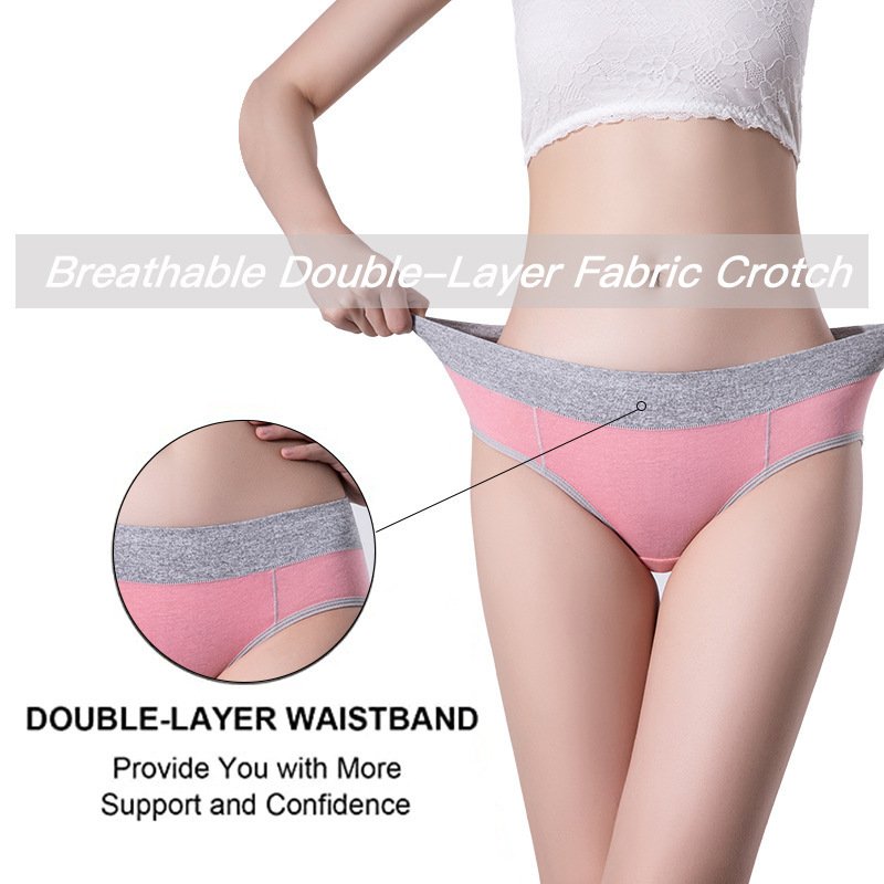 Women's Cotton Underwear High Waist Stretch Briefs Soft Underpants Breathable Ladies Plus Size Panties