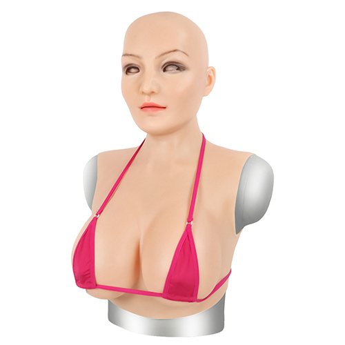 Crossdress Full Head Realistic Silicone Breast Forms Fake Boobs Transgender Cosplay CrossDressing Mask With Breast Drag Queen