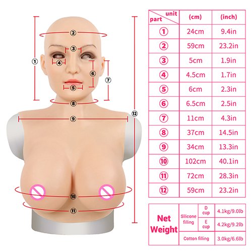 Crossdress Full Head Realistic Silicone Breast Forms Fake Boobs Transgender Cosplay CrossDressing Mask With Breast Drag Queen