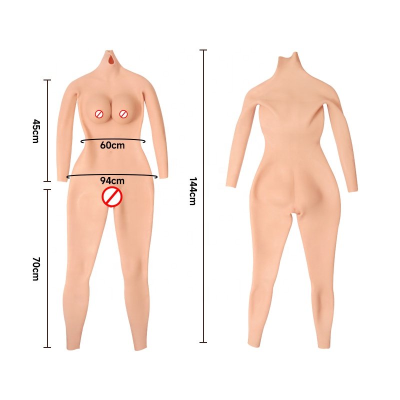 Silicone Bodysuit Crossdresser with B Cup Breast form and Vagina Pant Female Full Body Silicone Suit Man to Woman for Cosplay