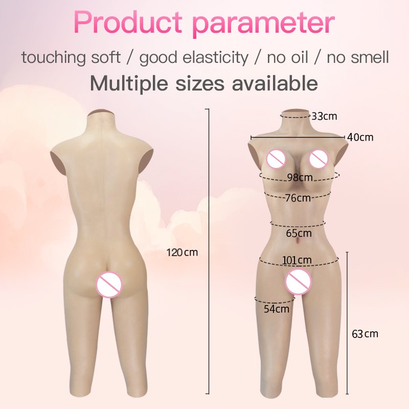 ONEFENG Silicone Boobs Meme Vagina Body Suit for Crossdresser Drag Queen Breast Form Buttocks Pad Breast Plate False Pussy