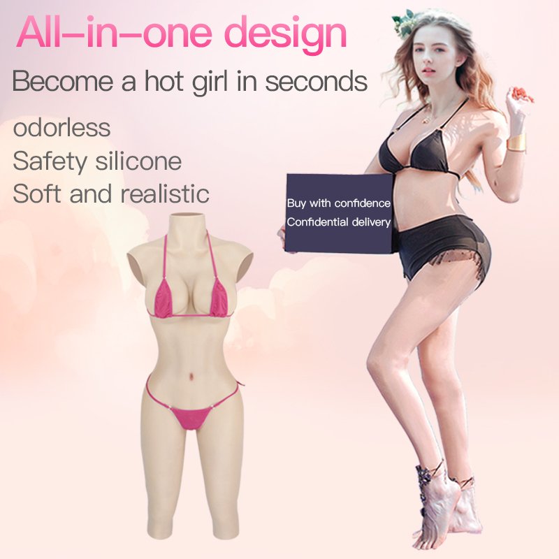 ONEFENG Silicone Boobs Meme Vagina Body Suit for Crossdresser Drag Queen Breast Form Buttocks Pad Breast Plate False Pussy