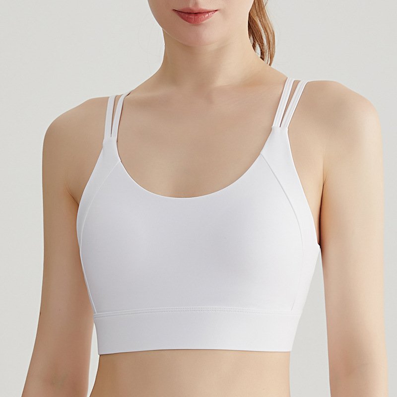 High strength shock-proof sports bra Women's one-piece fixed breast pad Thin straps cross sports beauty back bra
