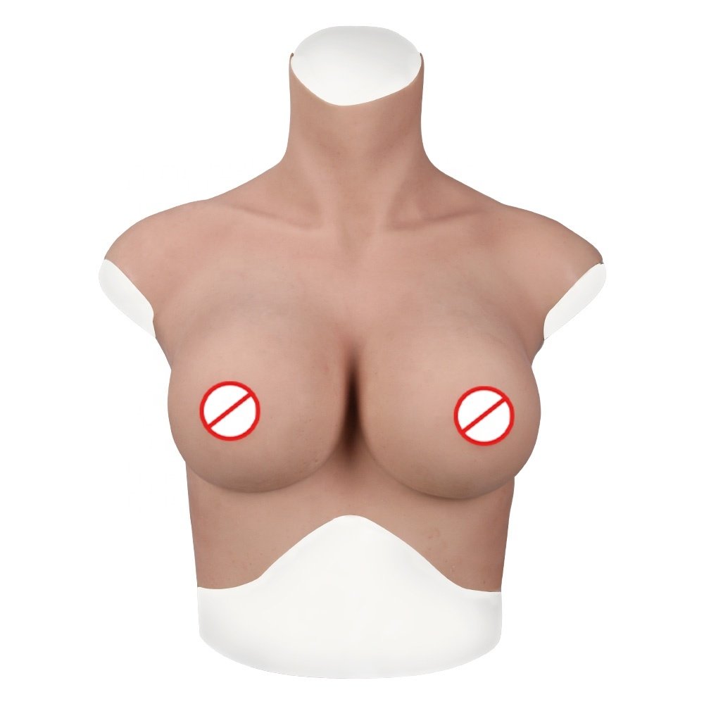 High Collar Silicone Fake Boobs Realistic Silicone Breast Form Sexy Tits For Crossdresser Sissy Transgender Transvestite