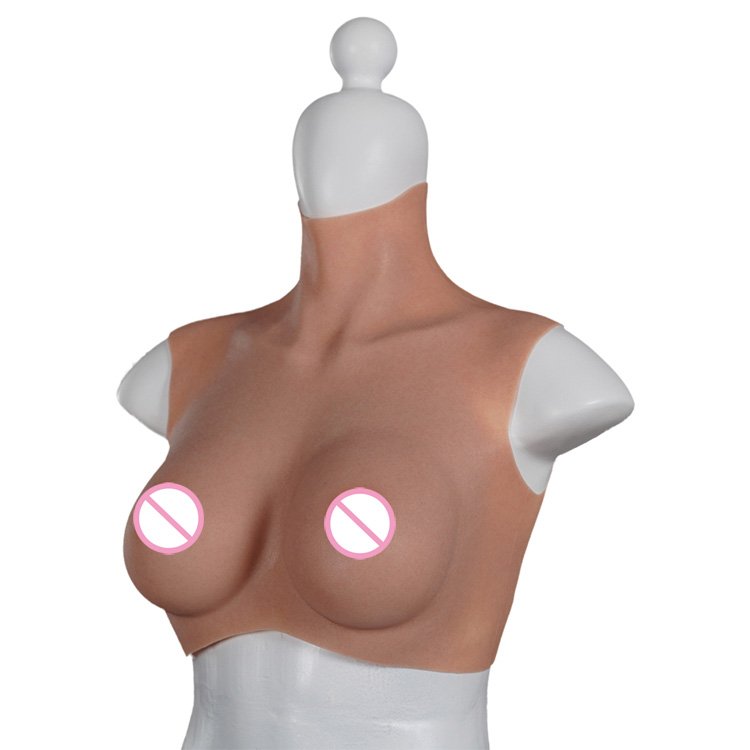 B09 US Warehouse C cup silicone boobs artificial high neck wearing breast silicon bust form for crossdresser