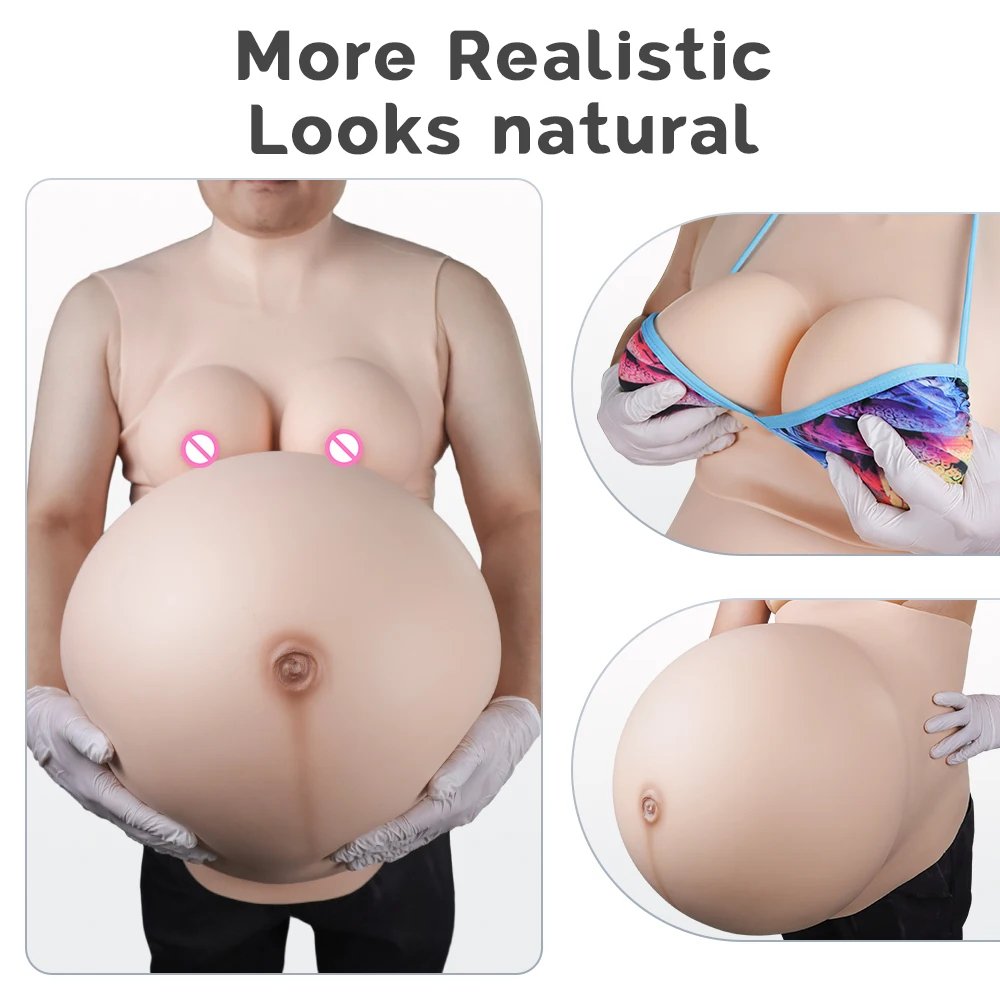 Sexy Fake Boobs G Cup and Pregnant Belly Silicone Breasts Forms For Cosplay Drag Queen Crossdresser Transgender