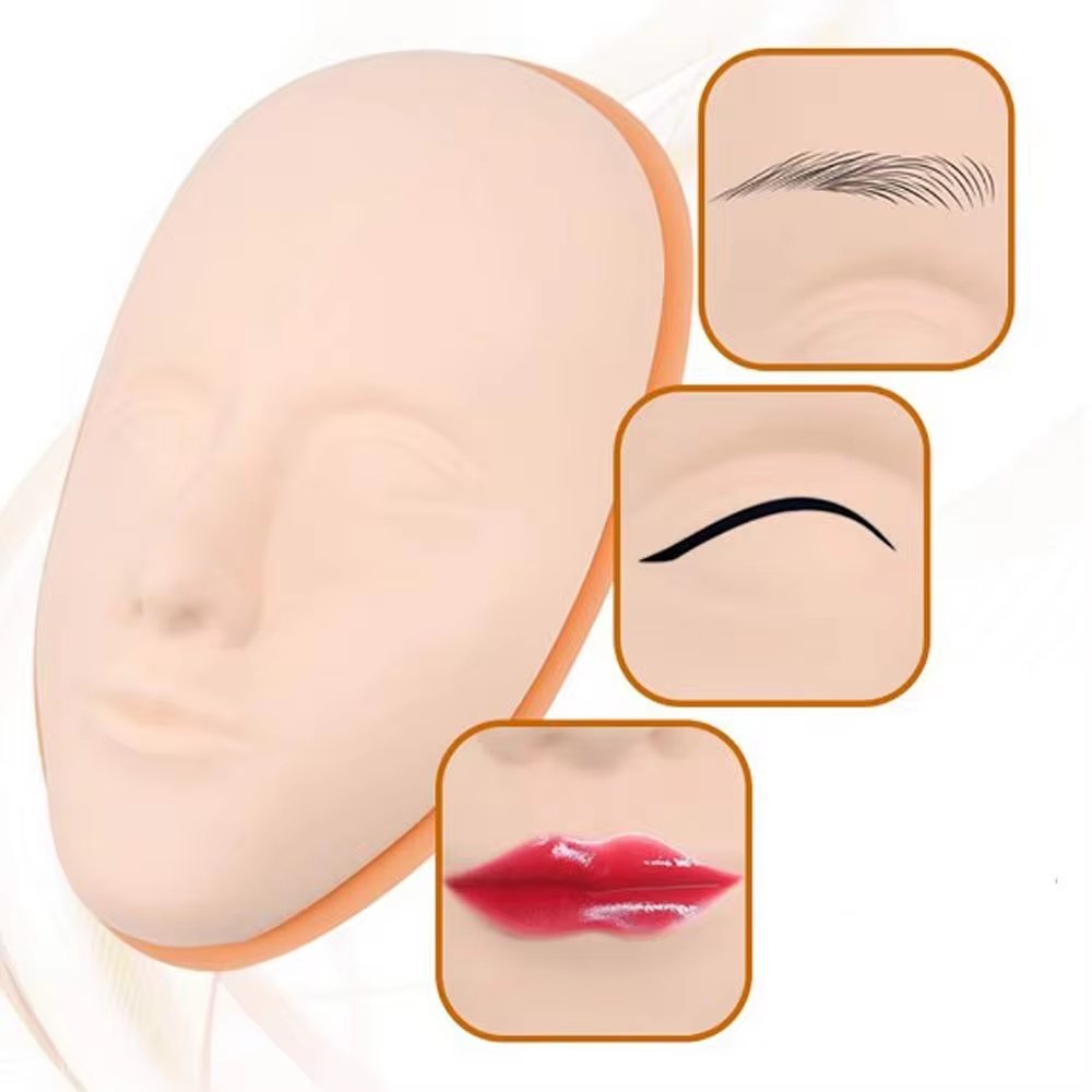 New Arrive Flexible Pure Silicone Practice Skin 5D Face Model Holder Mannequin And Permanent Makeup Practice Skin For Training