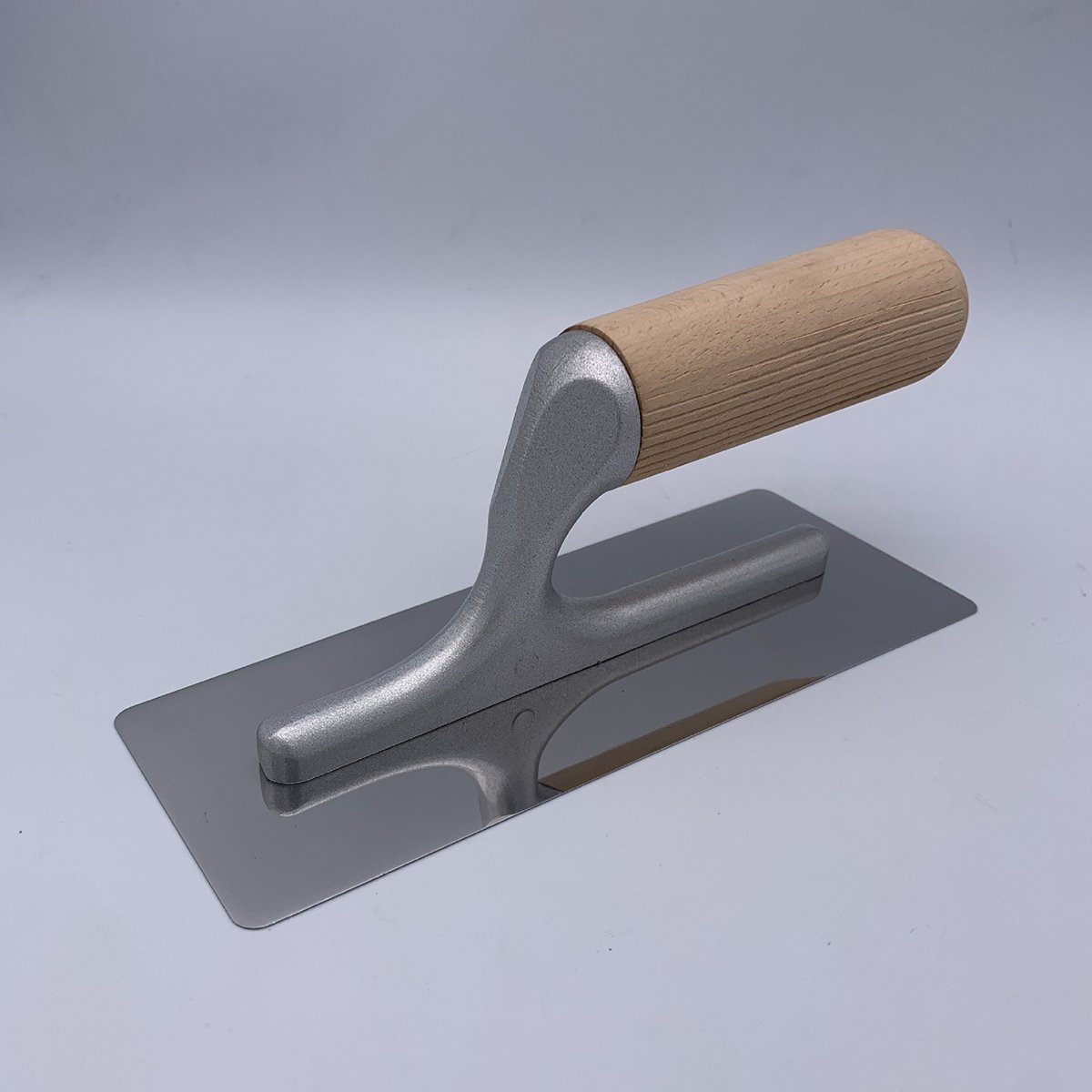 High Quality Stainless Steel Marmorino Trowel, Trapezoidal Shape with Eased Edges and Gold and Rubber Handle