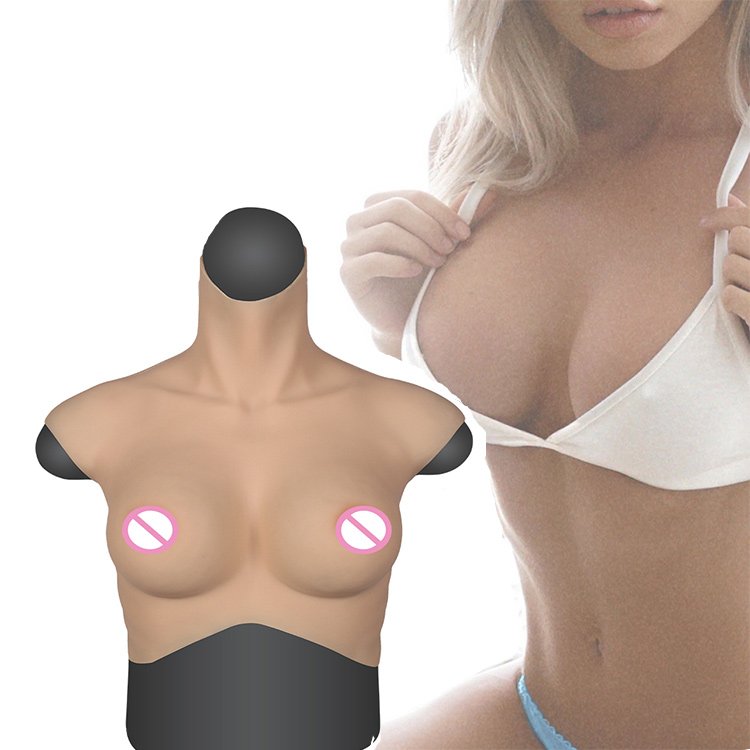 URCHOICE Silicone breast form Prosthesis artificial boobs No Oil Artificial Realistic High Collar fake breast For Crossdesser