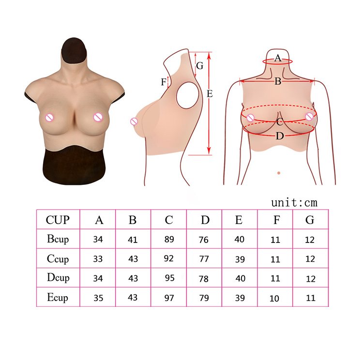 URCHOICE Silicone breast form Prosthesis artificial boobs No Oil Artificial Realistic High Collar fake breast For Crossdesser