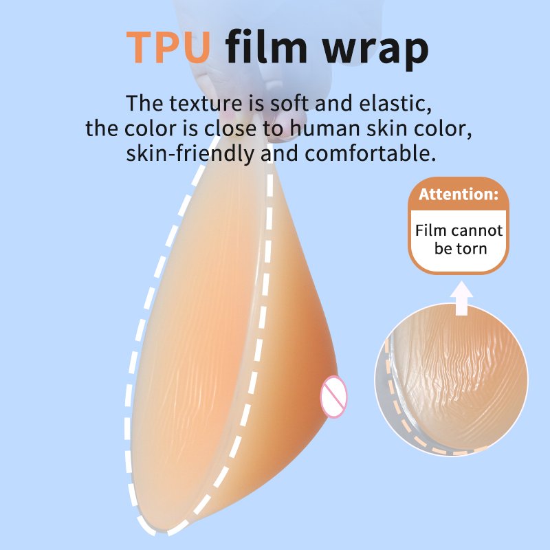 XINXINMEI CT Breast Form for Mastectomy Silicone Breast Prosthesis Match Post Surgery Bra with Pockets