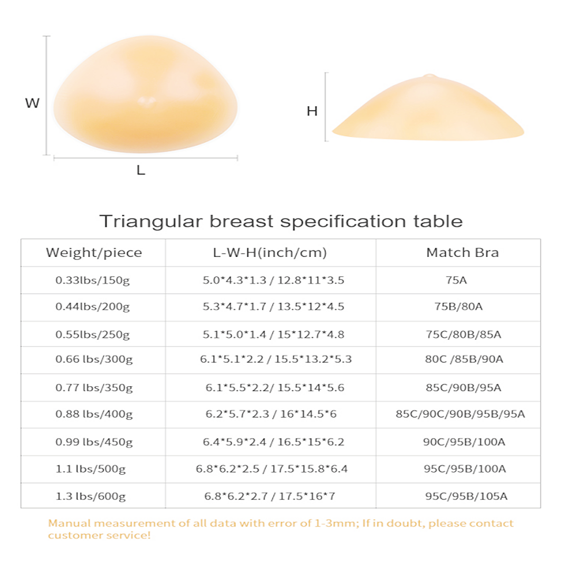 Triangle Silicone Breast Forms Mastectomy Prosthesis Bra Enhancer Inserts Concave Bra Pads