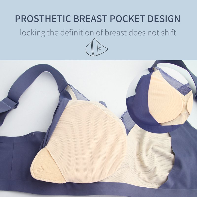 Seamless Post-Surgery Bra for Women, Mastectomy Bra with Cotton Breast Forms