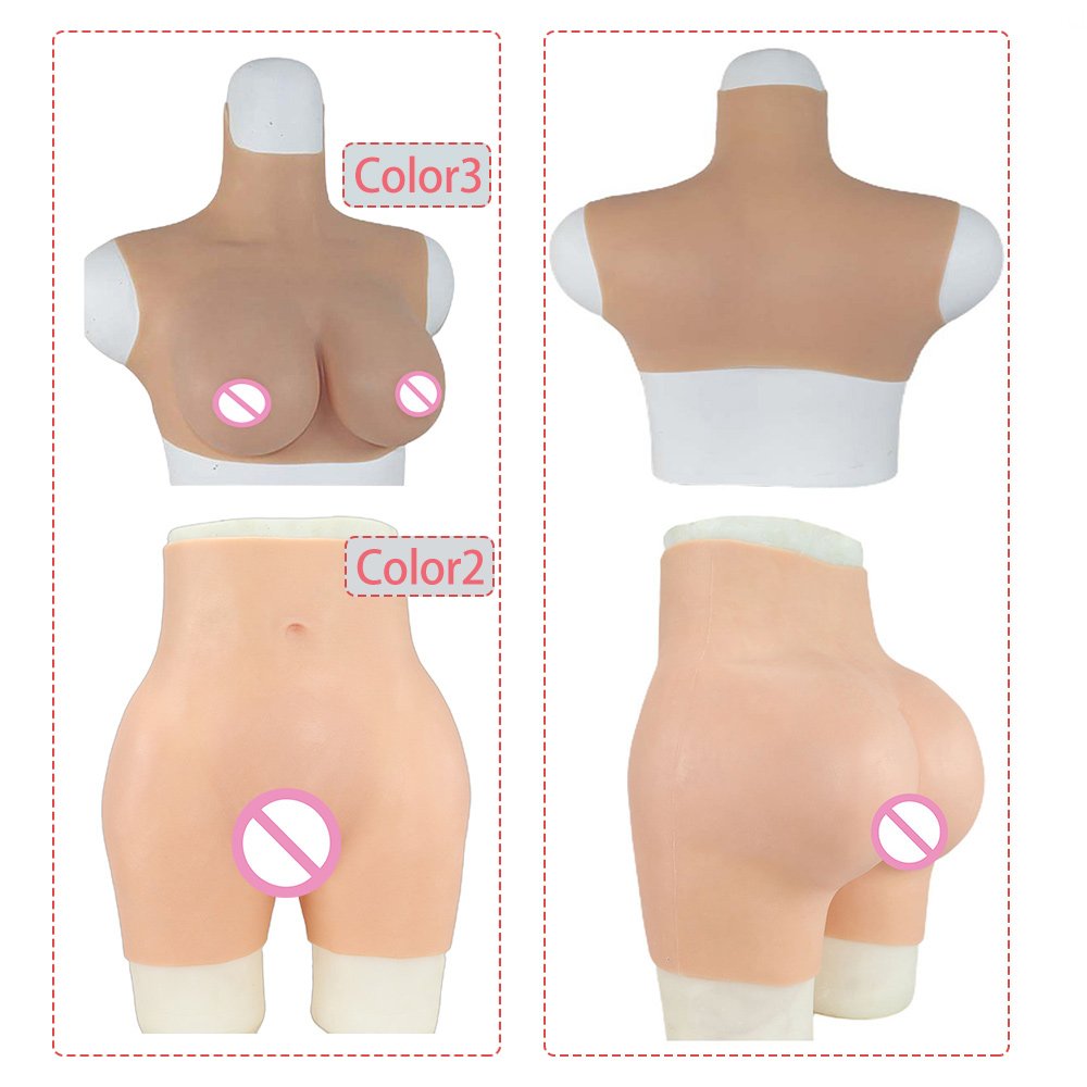 Realistic Silicone breast form set Cheap High collar fake breast with artificial vagina pants for crossdresser csoplay