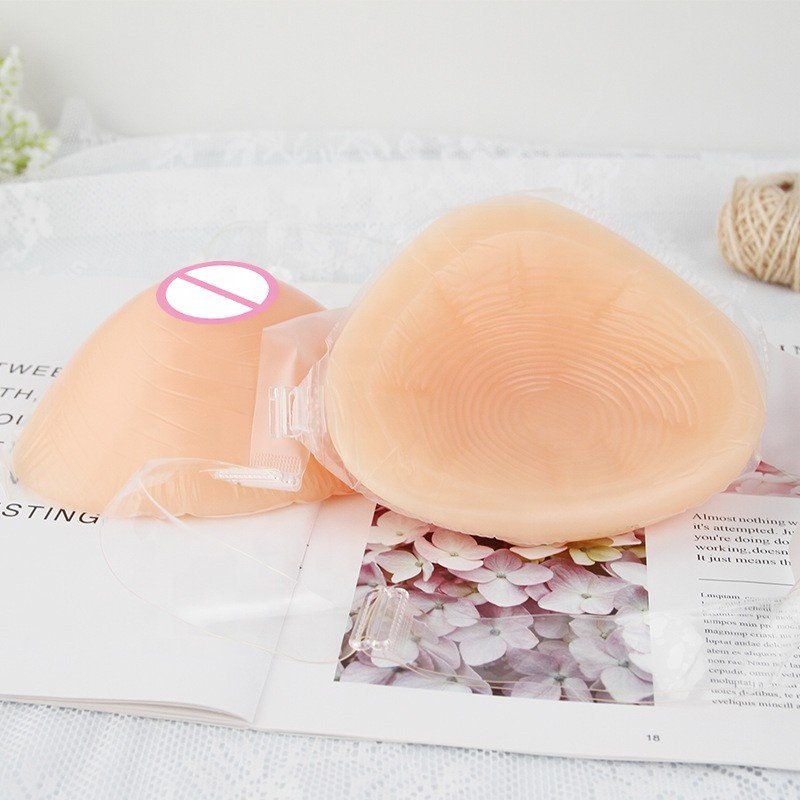 Comfortable Adult-Size Triangular Teardrop Shape Silicone Breast Forms Full Artificial Boobs Skin Color