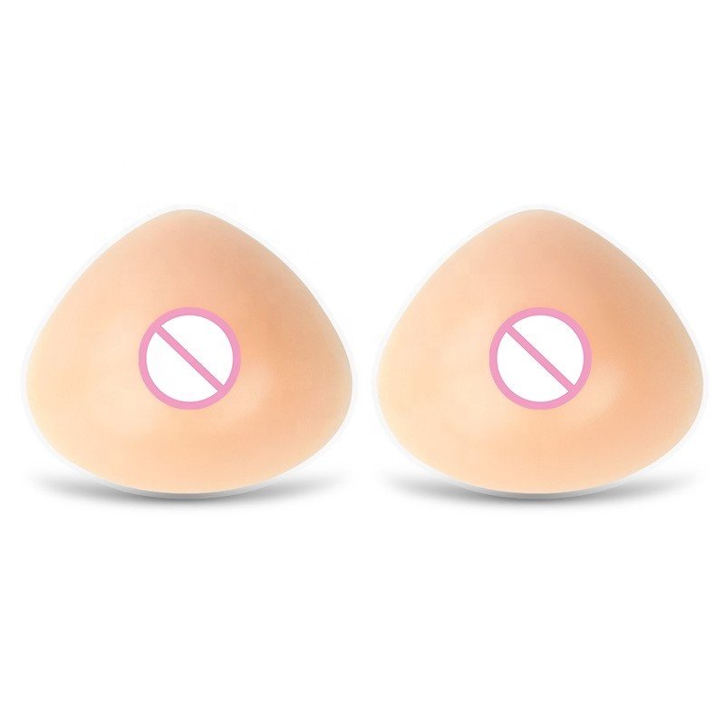 Comfortable Adult-Size Triangular Teardrop Shape Silicone Breast Forms Full Artificial Boobs Skin Color